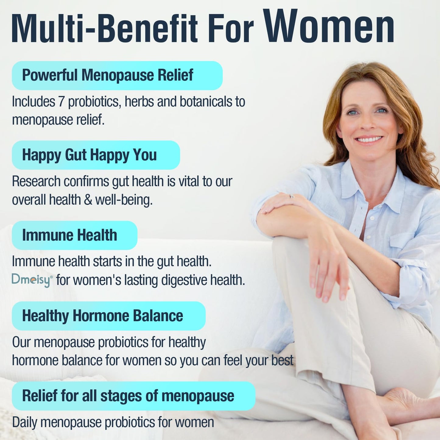 Menopause Supplements for Women, 120 Billion CFU Probiotic, 13-in-1 Herbs Probiotics Complex, for Menopause Relief, Hormone Balance, Hot Flashes, Night Sweats, Mood Swings, Gut & Immunity - 60 Capsule DmeisyBuy Supplements Australia