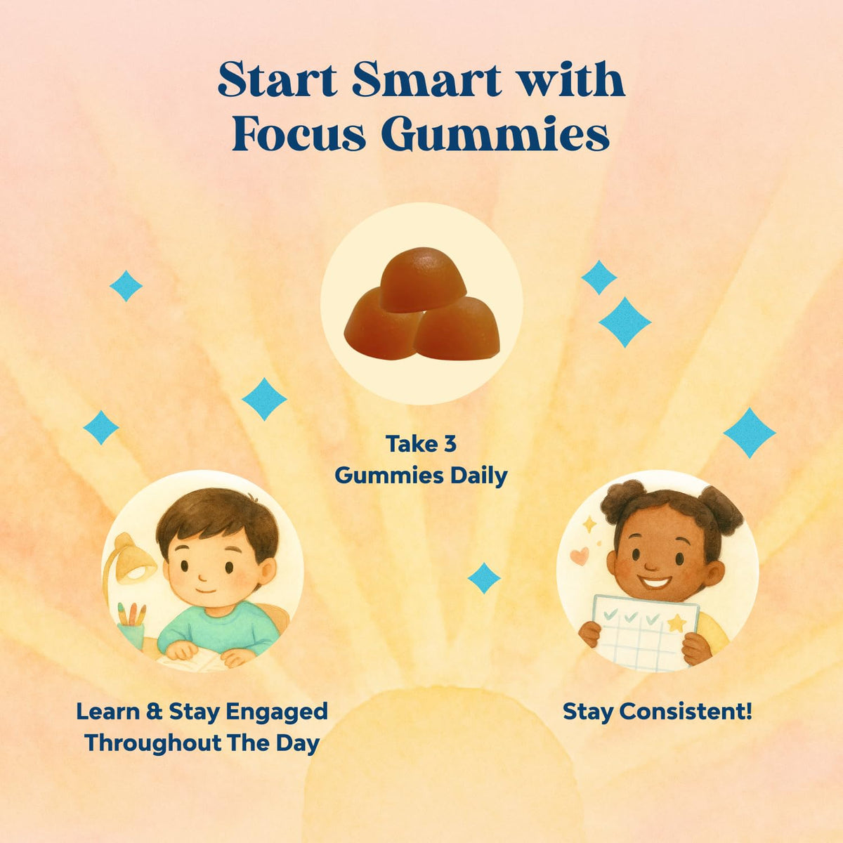 Kids Focus Gummies - Nootropics Brain Support Supplement for Kids with Green Tea Extract, B6 & B12 Vitamins for Memory and Brain Focus - Herbal Concentration Chews for Children - 90 Count Natures CraftBuy Supplements Australia