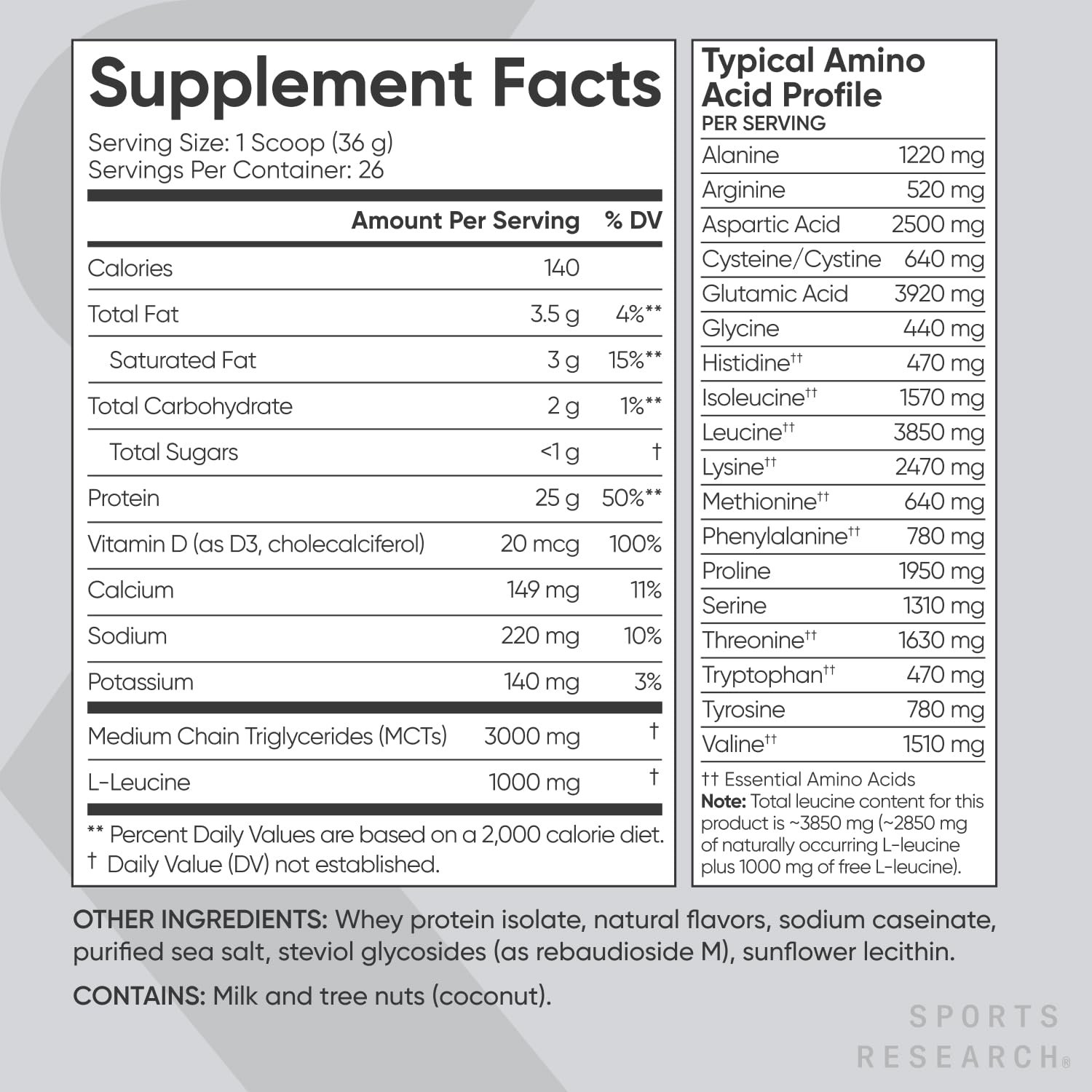 Sports Research Whey Protein Isolate - Sports Nutrition Protein Powder 25g per Serving Sports ResearchBuy Supplements Australia