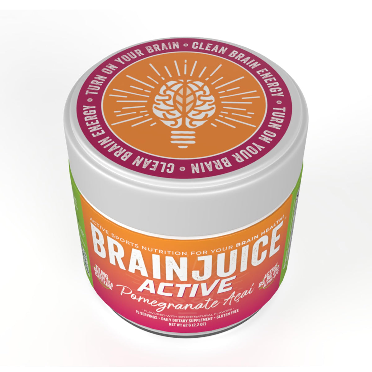 BrainJuice Nootropics Brain Support Supplement, Gluten Free Powder for Energy and Focus, Pre Workout w/Alpha GPC, Vitamin B & Organic Green Tea Extract Caffeine, Active Pomegranate Acai, 15 Servings BrainJuiceBuy Supplements Australia