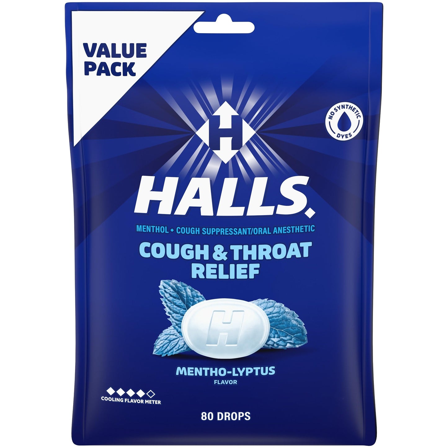 HALLS Cough and Throat Relief Mentho-Lyptus Cough Drops, Value Pack, 80 Drops HALLS buy supplements Au