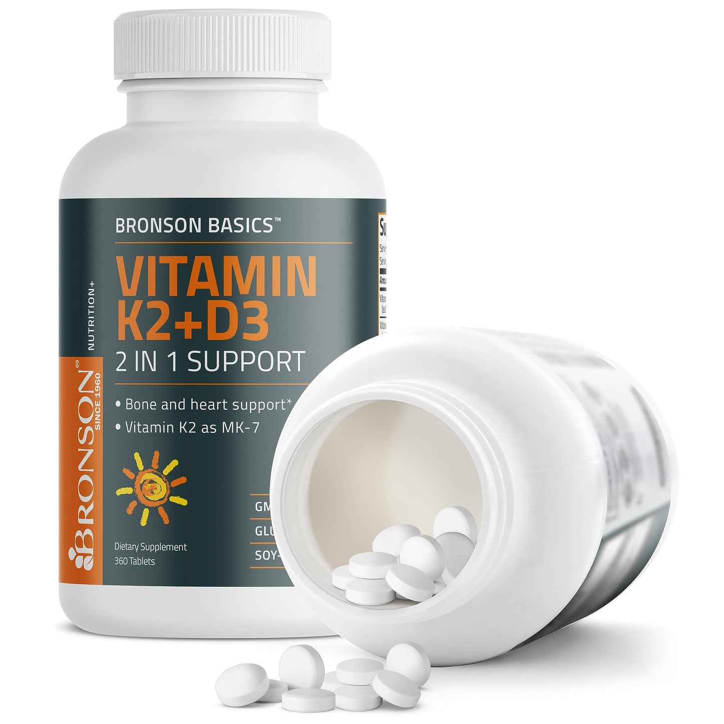 Bronson Basics Vitamin K2 D3 (MK7) Supplement Non-GMO Formula 5000IU (125 mcg) BronsonBuy Supplements Australia