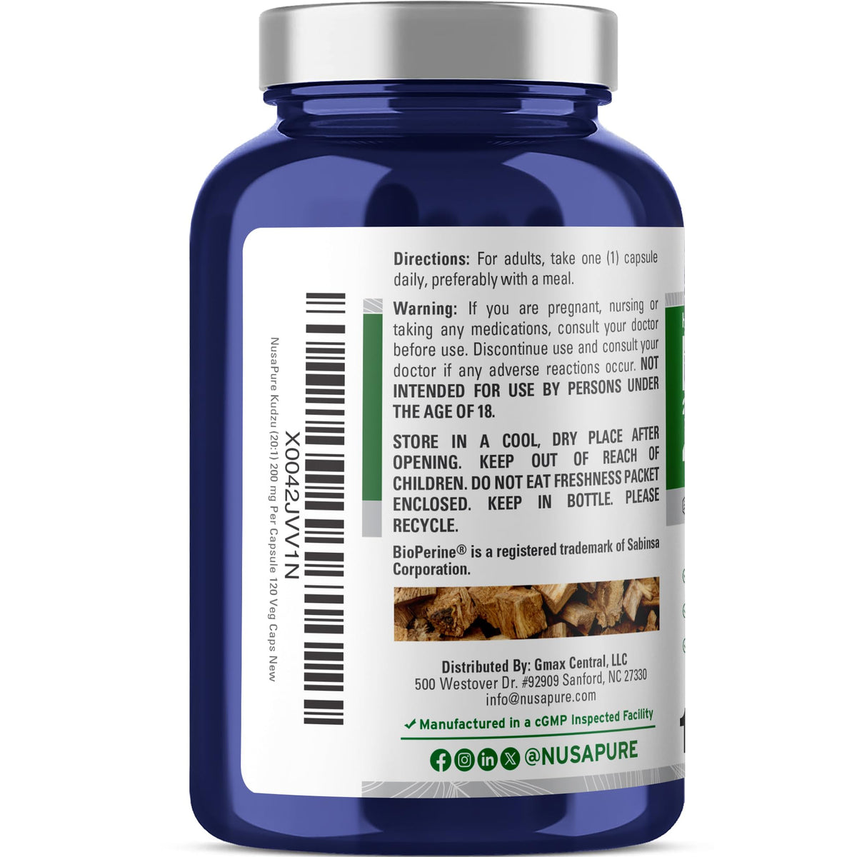 NusaPure Kudzu Root 20:1 Extract, 200 mg Equivalent to 4,000mg - 120 Veggie Capsules (Non-GMO, Vegan, Bioperine) NusaPureBuy Supplements Australia