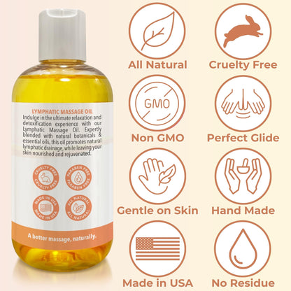 Lymphatic Massage Oil for Massage Therapy | 100% Natural Lymphatic Drainage Oil | Premium Quality with Arnica, Lemon & Ginger | for Post Surgery Recovery & Detox | 8oz by Brookethorne Naturals Brookethorne Naturals buy supplements Au