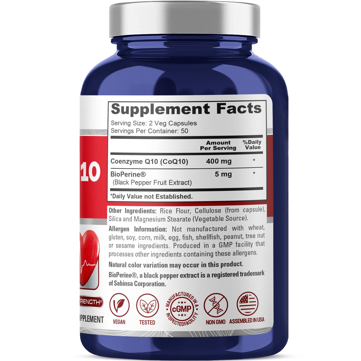 NusaPure CoQ10 400mg 100 Veggie Caps (Vegan, Non-GMO) Coenzyme Q10 Supplement, Antioxidant COQ-10 Enzyme, Coq 10 NusaPureBuy Supplements Australia