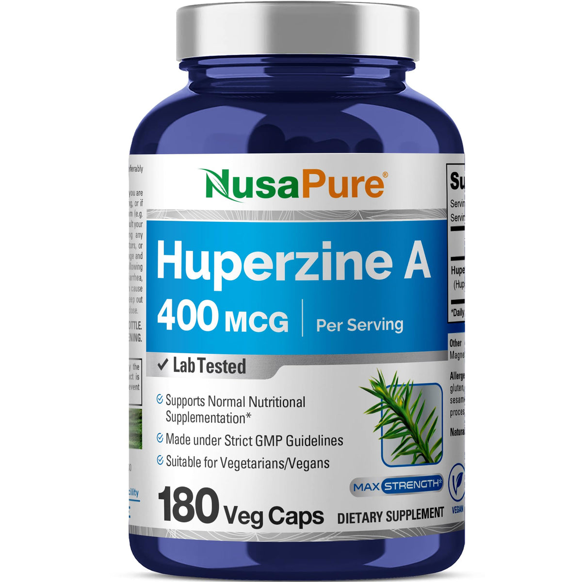 NusaPure Huperzine A 400mcg 180 Veggie Capsules (Vegetarian, Non-GMO, Vegan) NusaPureBuy Supplements Australia