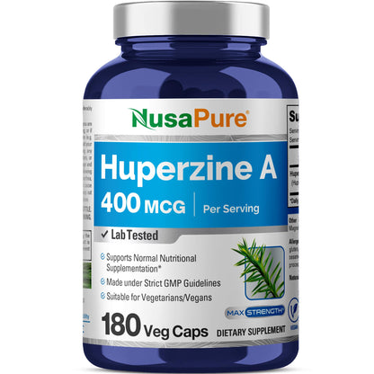 NusaPure Huperzine A 400mcg 180 Veggie Capsules (Vegetarian, Non-GMO, Vegan) NusaPureBuy Supplements Australia