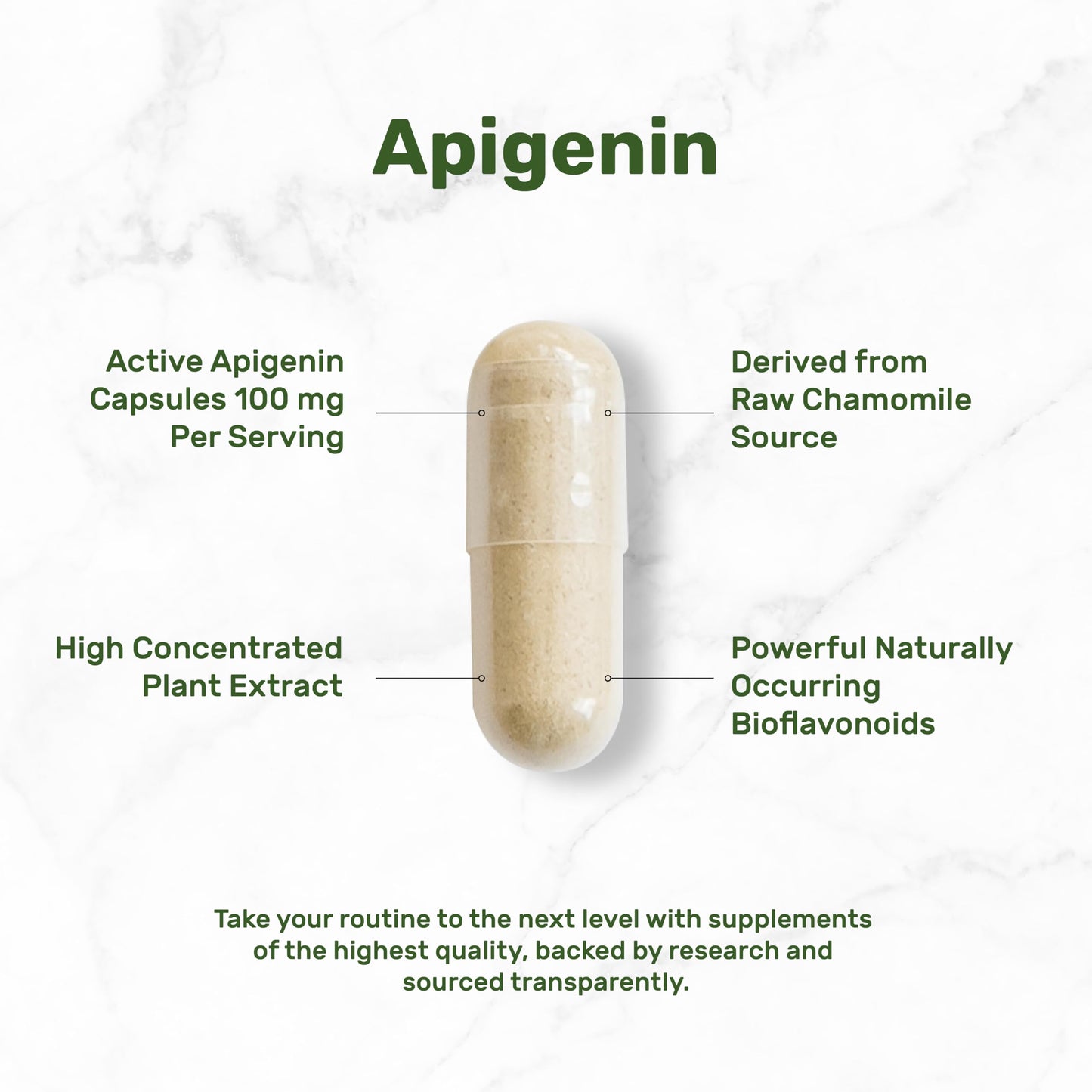 Apigenin, 100mg Per Serving, 240 Capsules – Raw Plant Extract from Chamomile Flower – Active Bioflavonoids & Antioxidants