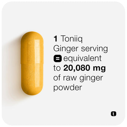 Toniiq Ginger Root Capsules – Ultra High Potency 25:1 Extract with 20% Gingerols – with Curcumin & Black Pepper for Synergy – Lab Tested – 60 Capsules Toniiq buy supplements Au