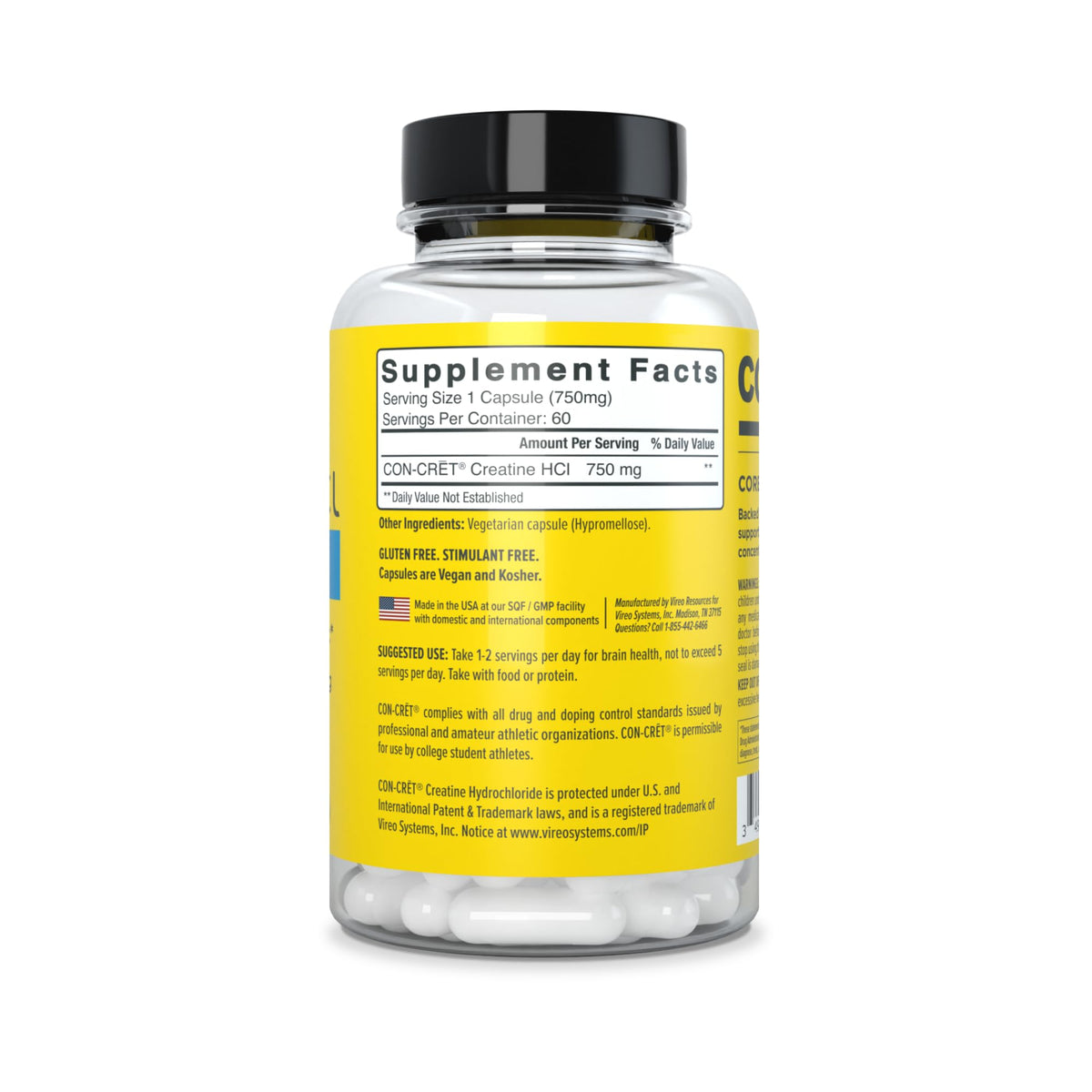 CON-CRET Creatine HCl for Brain Health Capsules – Clinically Tested Support for Memory, Focus, Concentration, Problem-Solving, Clarity, and Mood.* | Made in USA (60 Day Supply) CON-CRETBuy Supplements Australia