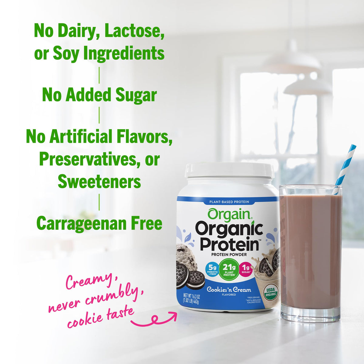 Orgain Organic Vegan Protein Powder, Cookies and Cream - 21g Plant Based Protein OrgainBuy Supplements Australia
