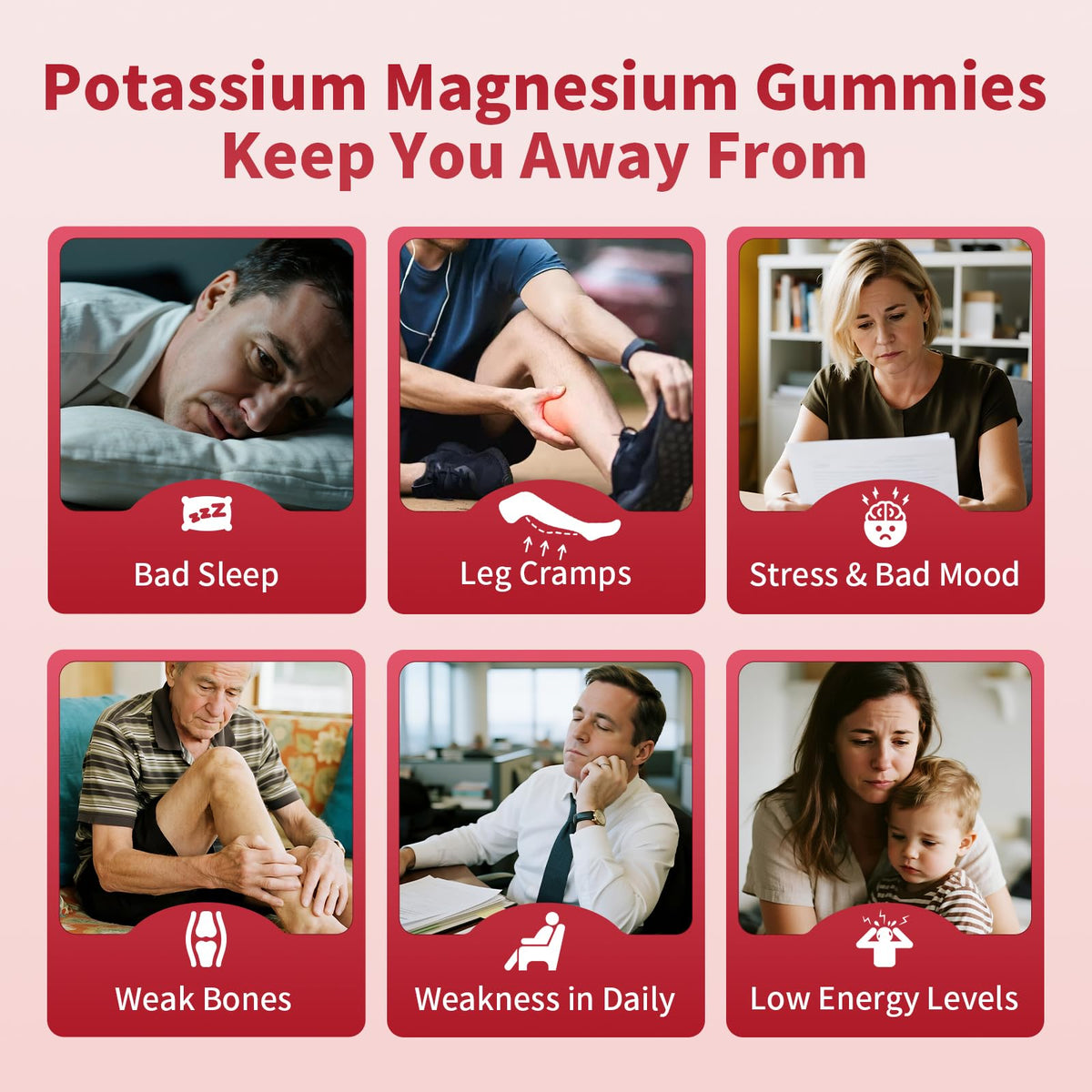 2 Pack Potassium Magnesium Gummies, Sugar Free Potassium Supplement Magnesium Glycinate 500mg, Ashwagandha, Vitamins D3, C, B6, Calcium & Zinc for Sleep, Leg Cramps & Muscle Relaxation-120 Count MABEFYBuy Supplements Australia