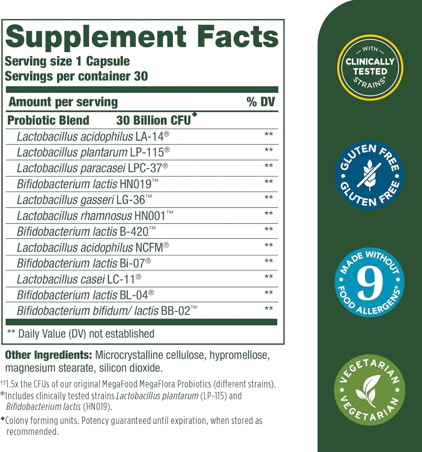 MegaFood Digestive Probiotic - 12 Strain Vegetarian Probiotics for Women & Men, 30 Billion CFUs, Support Gut Health, Probiotics for Digestive Health Help Relieve Occasional Gas & Bloating, 30 Capsules MegaFoodBuy Supplements Australia