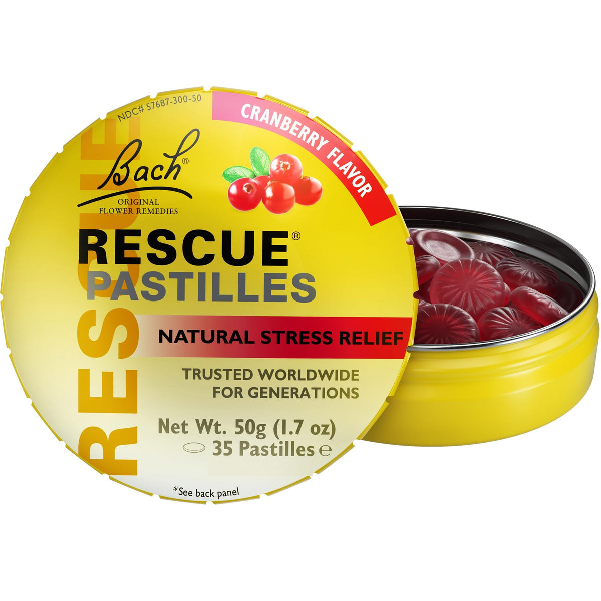Rescue Bach PASTILLES, Cranberry Flavor, Stress Relief Lozenges, Homeopathic, Flower Eessences, 35 Count RESCUE buy supplements Au