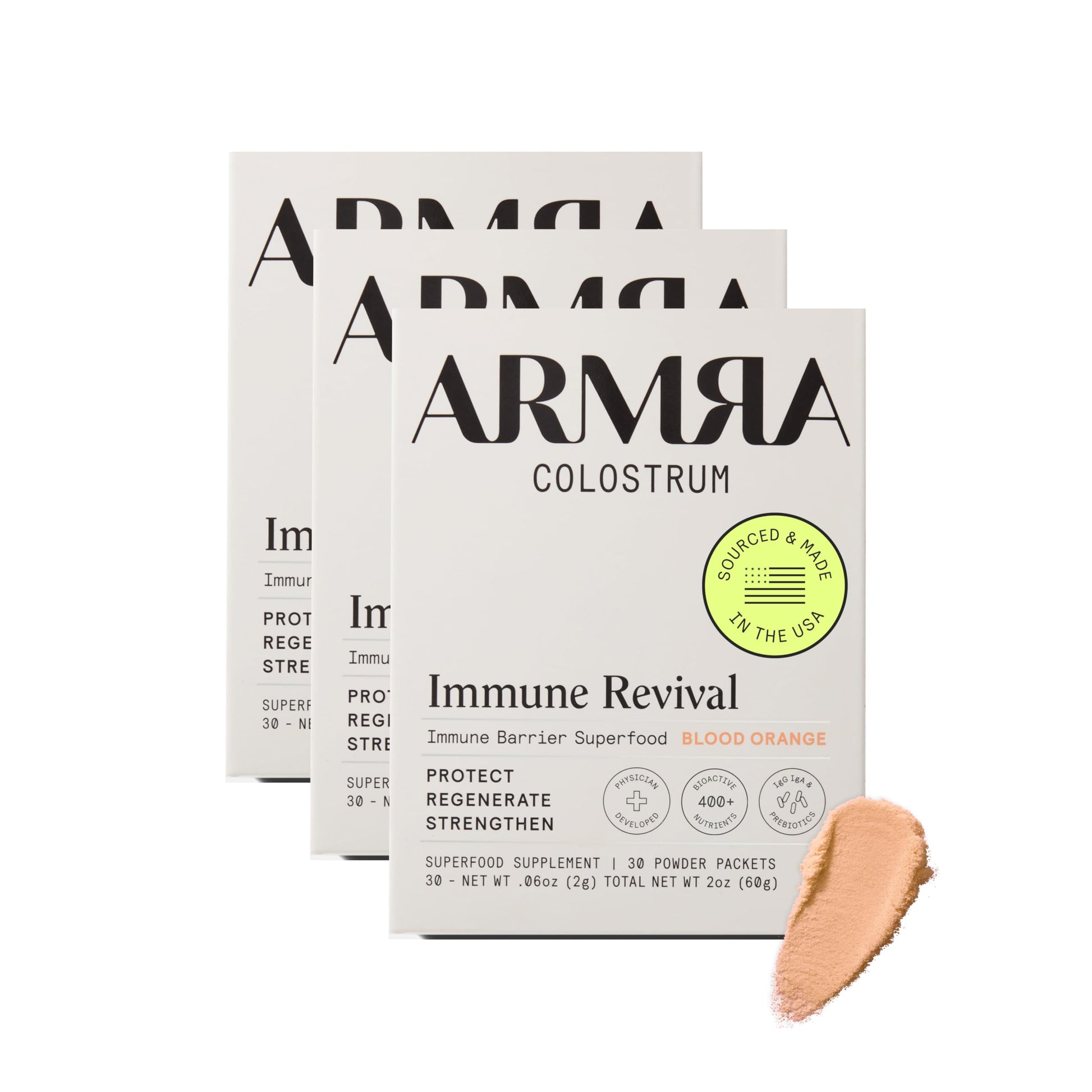 ARMRA Colostrum™ Premium Powder, Grass Fed, Gut Health Bloating Immunity Skin & Hair, Contains 400+ Bioactive Nutrients, Keto, Gluten & Fat Free (Blood Orange Bundle | 90 Servings) ARMRABuy Supplements Australia