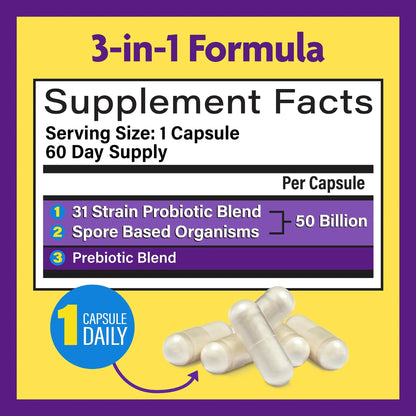 InnovixLabs Multi Strain Probiotics for Women & Men - Probiotic Supplement - 50 Billion CFU - Gut Health, Immune Support, Digestion, Lactobacillus Acidophilus, Prebiotics and Probiotics, 60 Capsules InnovixLabsBuy Supplements Australia