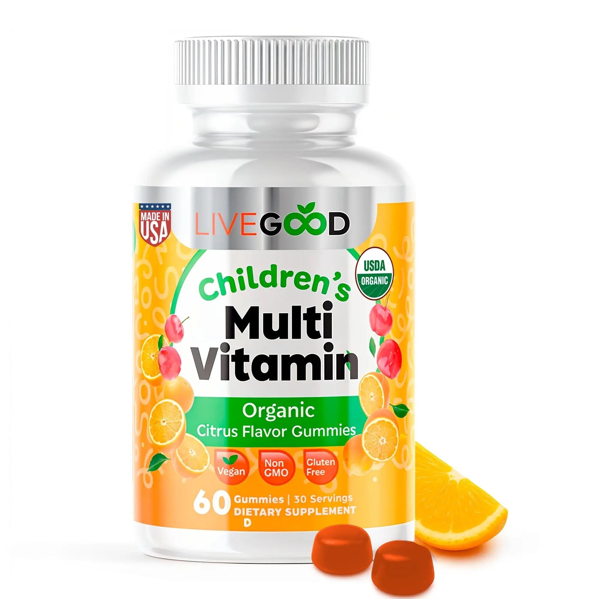 LIVEGOOD Organic Children’s Multivitamin Gummies, Kids Multivitamin, Vitamin D for Toddlers and Children, Organic Kids Chewable Vitamins for Immunity LIVEGOOD