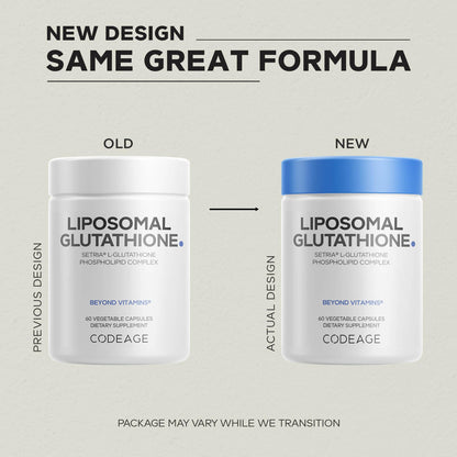 Codeage Liposomal Glutathione Supplement - Pure Reduced Setria L-Glutathione, Liposomal Delivery, Phospholipid Complex - Encapsulated Glutathione Powder Pills