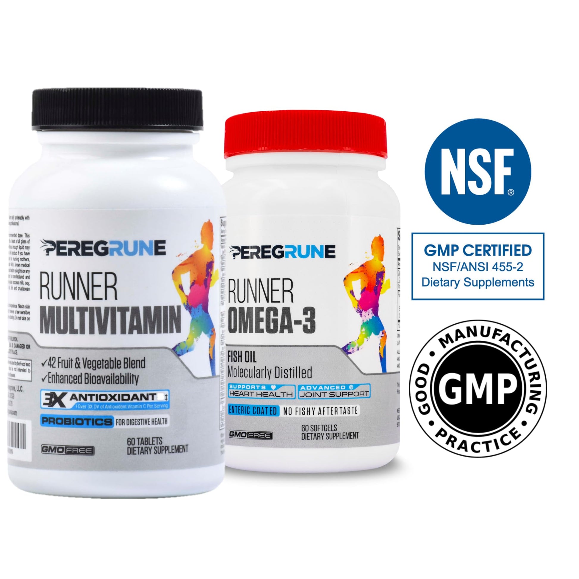 PEREGRUNE Runner Multivitamin & Omega 3 Bundle (1 Month Supply) | Antioxidants for Health & Recovery | Vitamin B Complex for Endurance, Energy, VO2 Max | Joints & Heart: 1,000mg Fish Oil PEREGRUNEBuy Supplements Australia