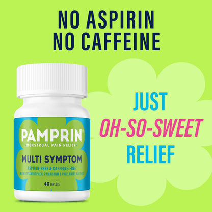 Pamprin Multi-Symptom Formula, with Acetaminophen, Menstrual Period Symptoms Relief including Cramps, Pain, Bloating, and Irritability 40 Caplets PamprinBuy Supplements Australia