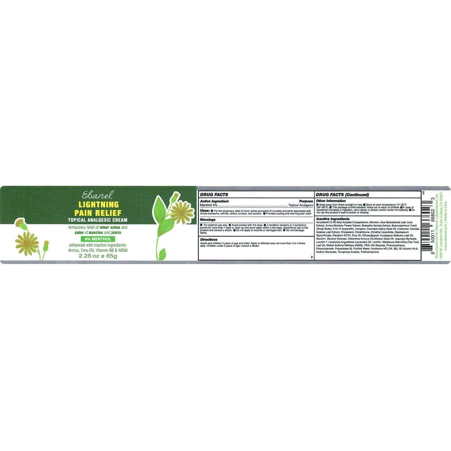 Ebanel Bundle of Pain Relief Cream Arnica Menthol 2 Oz, and Topical Numbing Cream 4 Oz EbanelBuy Supplements Australia
