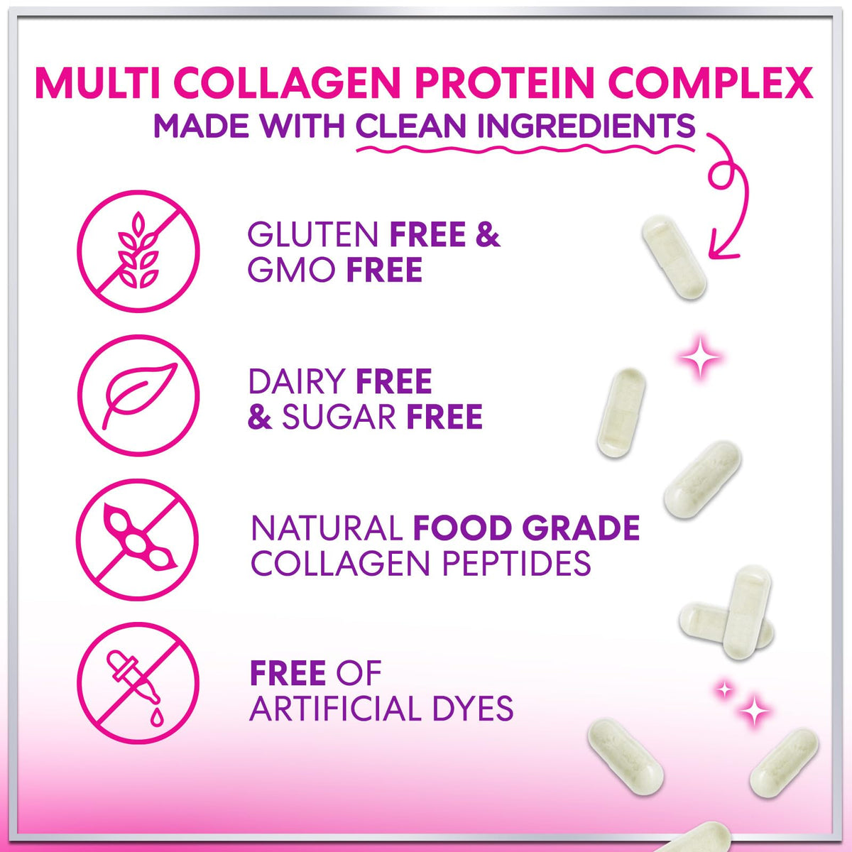 Multi Collagen Supplement 2400 mg - Types I, II, III, V & X Multi Collagen Peptides Pills for Women & Men, Hydrolyzed Collagen Supplements, Hair, Skin, Nail, & Joint Support Supplement, 60 Capsules Hello Lovely!Buy Supplements Australia