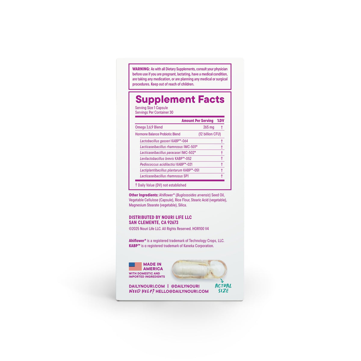 Daily Nouri Hormone Balance Probiotics for Women | Hormone Balance for Women | PMS, Hormonal Acne, & Bloating Support