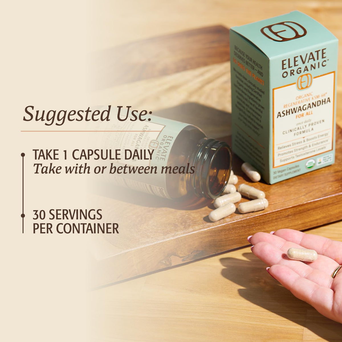 ELEVATE ORGANIC Regenerative Fermented KSM-66 Ashwagandha Vegan Capsules with Acti Veda™ (600mg, 30 Servings), Up to 150% More Effective Than KSM-66 Alone ELEVATE ORGANICBuy Supplements Australia