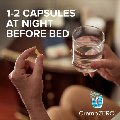 CrampZero Magnesium for Leg Cramps at Night – Potassium Magnesium Supplement with Calcium and Vitamin D3, Supports Muscle Relaxation and Function, Night Leg Cramps Relief, 60 Capsules CrampZeroBuy Supplements Australia