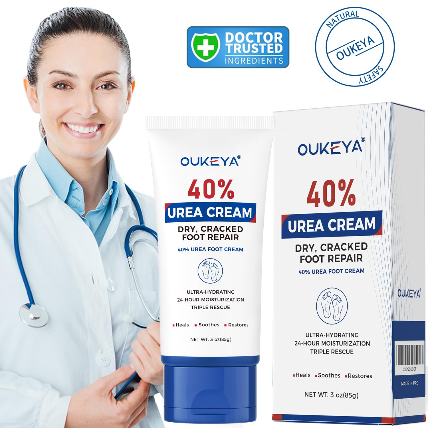 OUKEYA Urea Cream 40 Percent Tube 3 Oz, Foot & Hand Cream for Dry Cracked, 40 per Urea Lotion for Feet Maximum Strength OUKEYA buy supplements Au