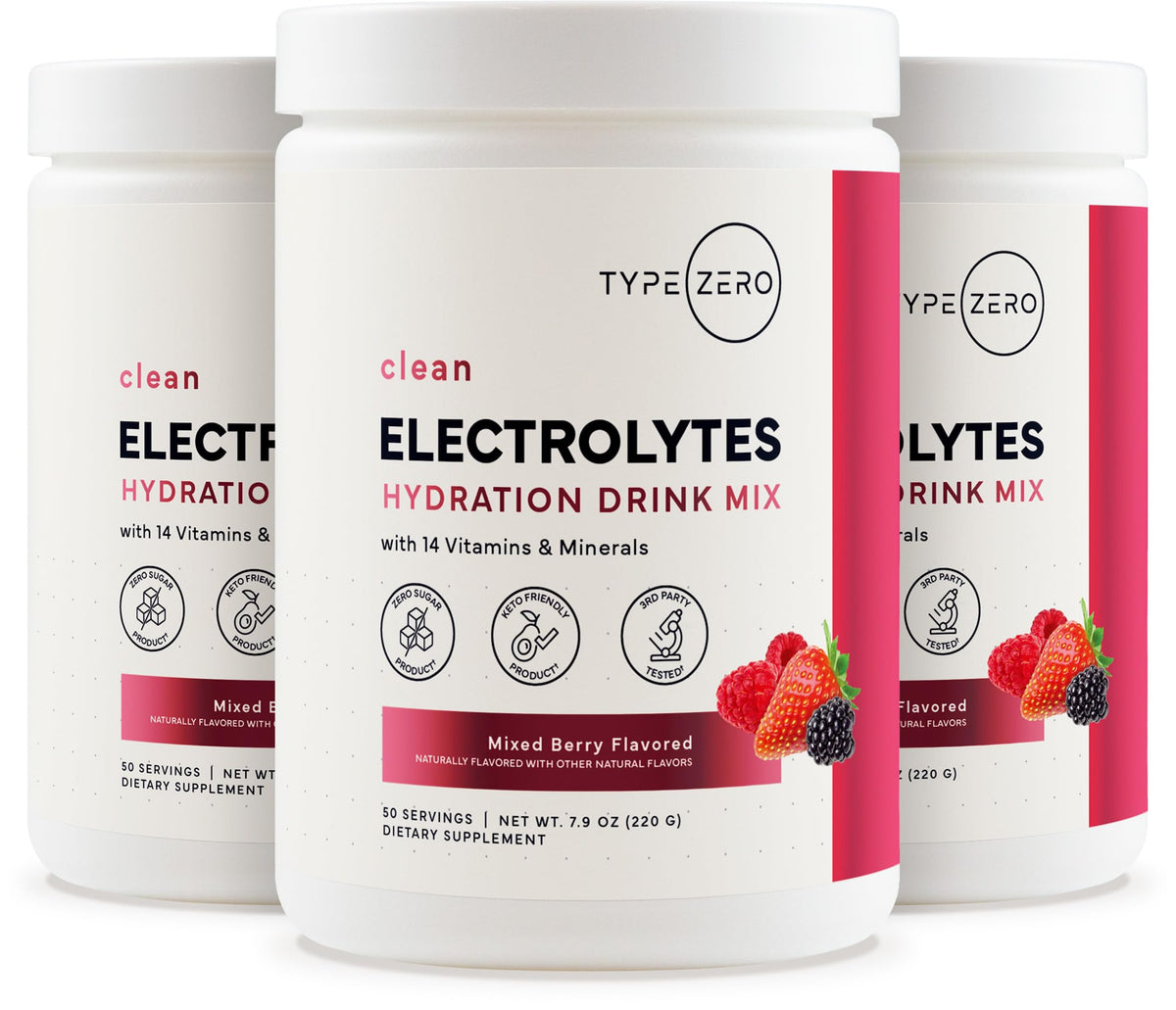 Type Zero Clean Electrolytes Hydration Powder Drink Mix + 14 Essential Vitamins & Minerals - Sugar Free, Zero Artificial Ingredients - Mixed Berry Flavor, 50 Servings Type ZeroBuy Supplements Australia