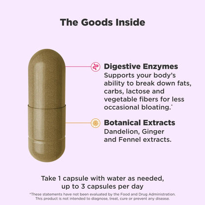 OLLY Beat The Bloat Capsules, Digestive Support Enzymes, Supplement for Women - 25 Count OLLY buy supplements Au