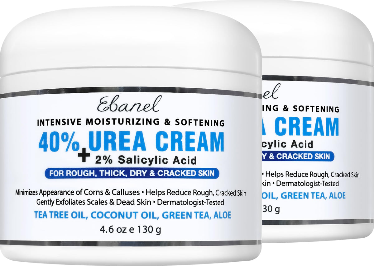 Ebanel Urea Cream 40% plus Salicylic Acid 2%, Foot Cream for Dry Cracked Heels Feet Knees Elbows Hands, Foot Dead Skin Cuticle Callus Remover Toenail Softener, Keratolytic Skin Barrier Repair, 2-Pack Ebanel buy supplements Au