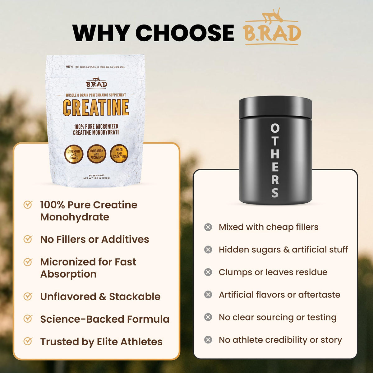 B.rad 100% Pure Micronized Creatine Monohydrate Powder | Natural, No Additives | Boosts Muscle Strength, Recovery & Performance | Supports Brain Health | 300g, 60 Servings B.radBuy Supplements Australia