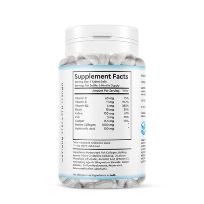 Marine Collagen Peptide Tablets 1200MG - 6 Month Supply - 180 High Strength Collagen Tablets My StoreBuy Supplements Australia