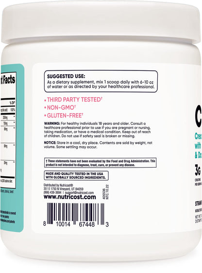 Nutricost Creatine Monohydrate Powder for Women, Micronized, Strawberry Lemonade NutricostBuy Supplements Australia