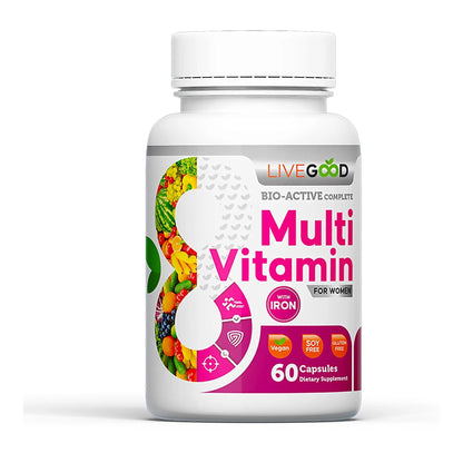 LIVEGOOD Bio-Active Complete Multivitamin for Women with Iron, Daily Women’s Multi with 24 Essential Vitamins and Minerals LIVEGOODBuy Supplements Australia