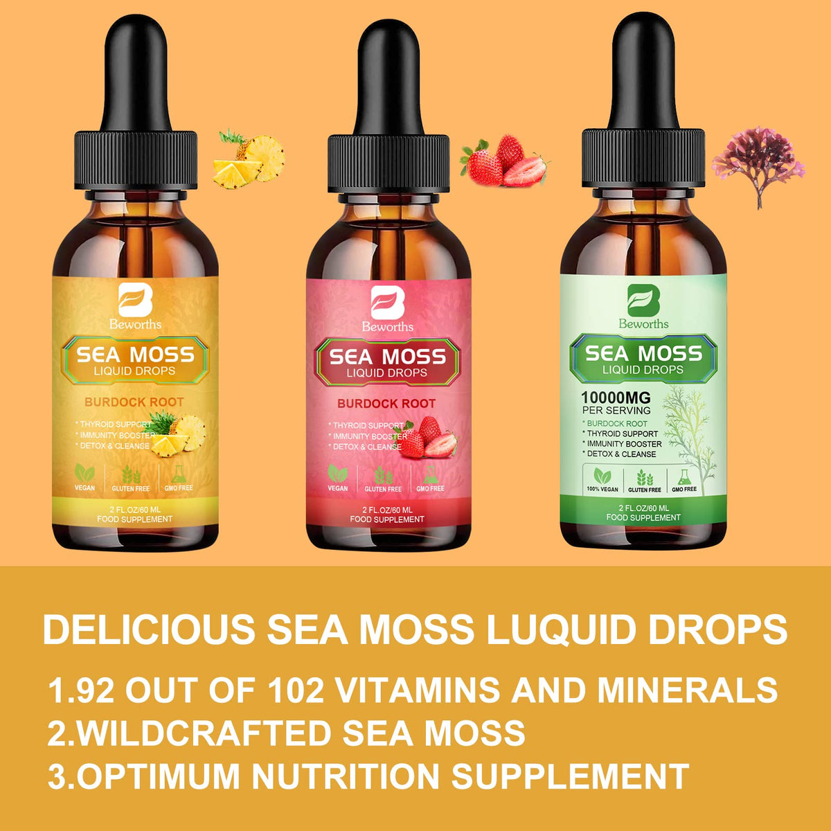 B BEWORTHS Sea Moss Liquid Drops - Organic Irish Sea Moss Gel with Burdock Root B BEWORTHSBuy Supplements Australia