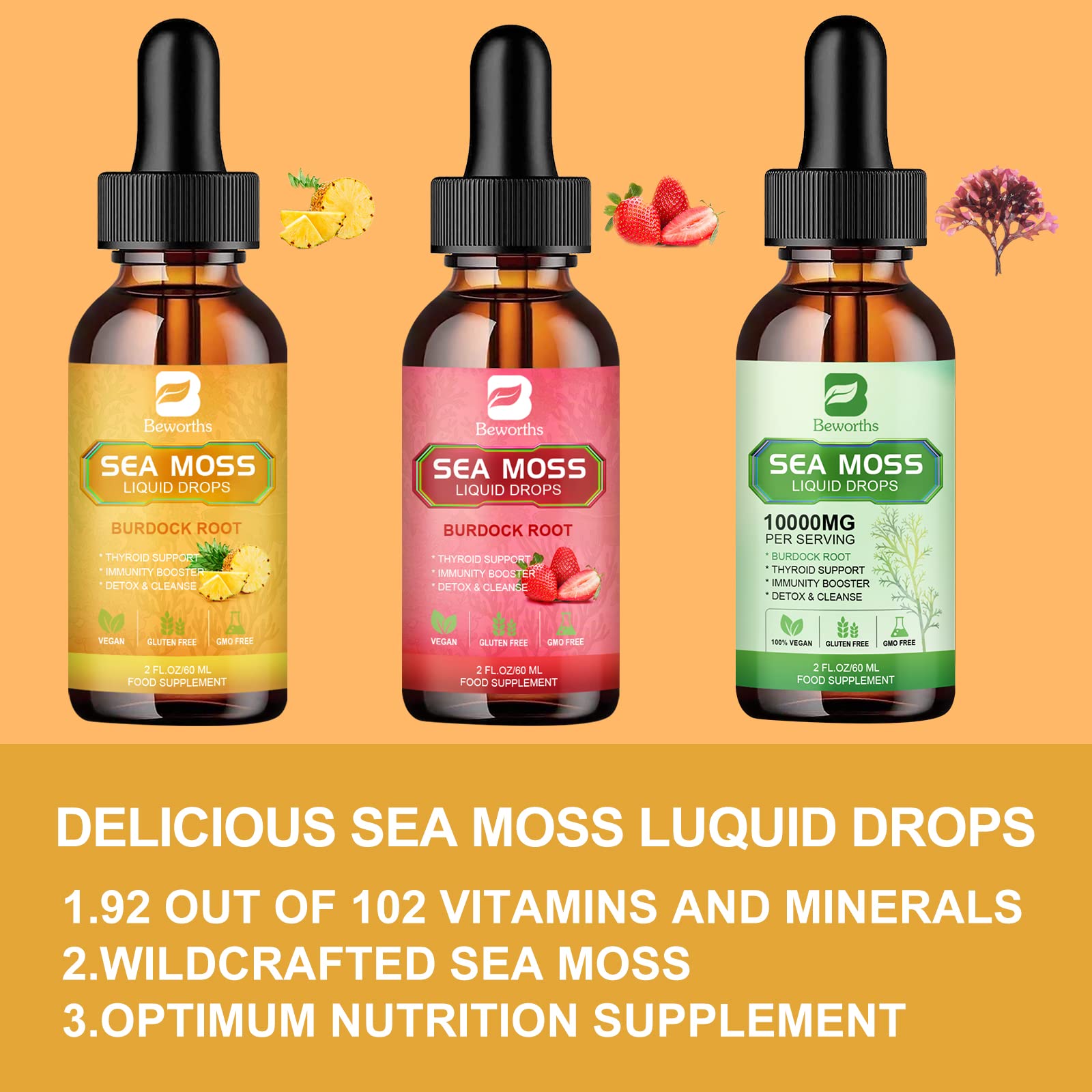 B BEWORTHS Sea Moss Liquid Drops - Organic Irish Sea Moss Gel with Burdock Root B BEWORTHSBuy Supplements Australia