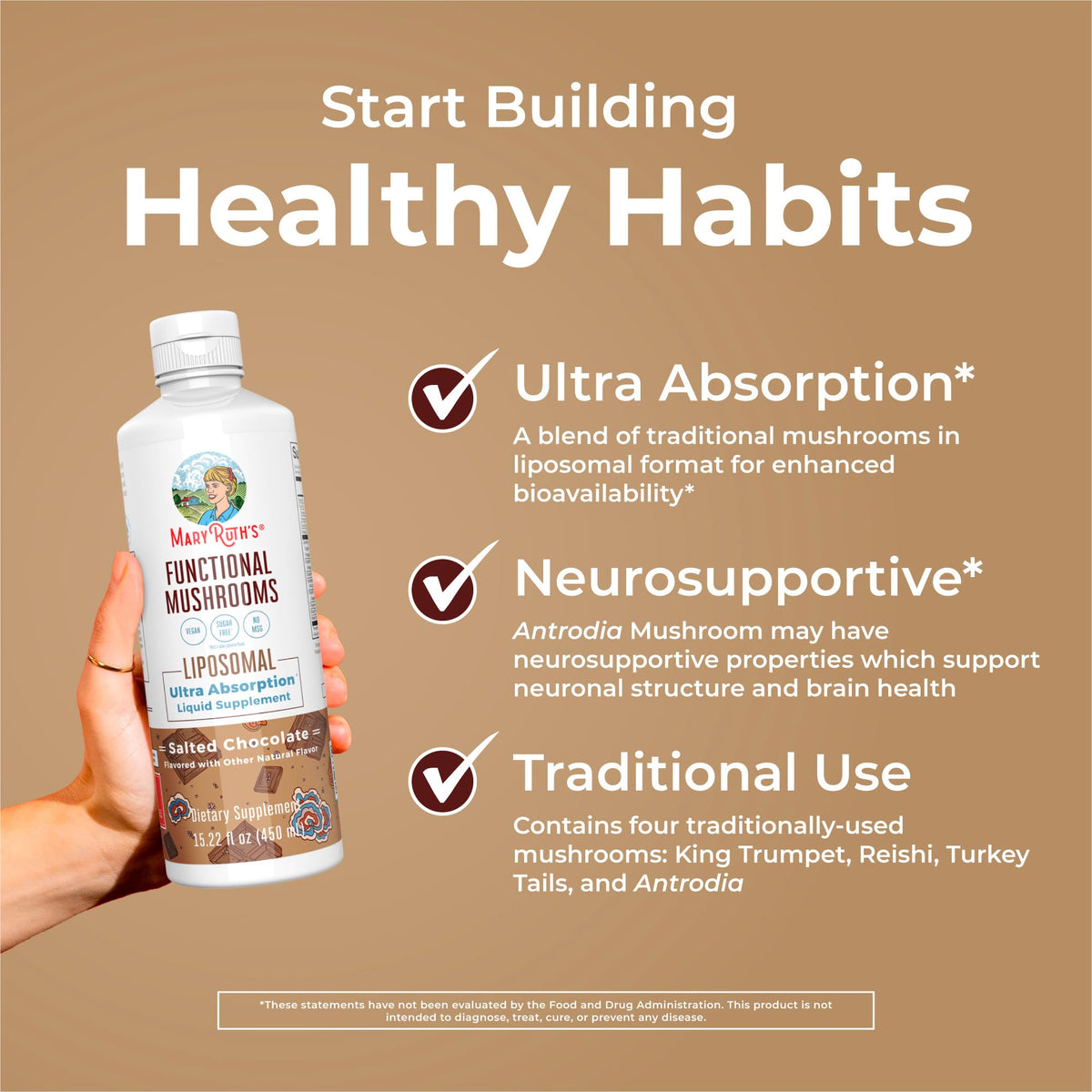 MaryRuth Organics Mushroom, Mushroom Supplement, Mushroom Liquid Vitamin, Reishi Mushroom Supplement for Immune Support, Turkey Tail Vitamin for Stress Relief, Vegan, Non-GMO, Gluten Free, 15.22 Fl Oz MARYRUTH'SBuy Supplements Australia