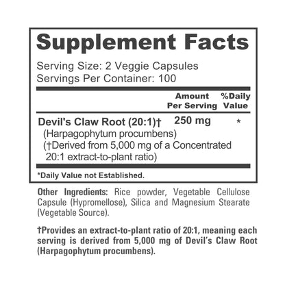 NusaPure Devil's Claw 20:1 Extract, 250 mg Equivalent to 5000mg, 200 Veggie Capsules, Concentrated Root Extract, Devils Claw Herbal Supplement, Non-GMO, Vegan Supplement NusaPureBuy Supplements Australia