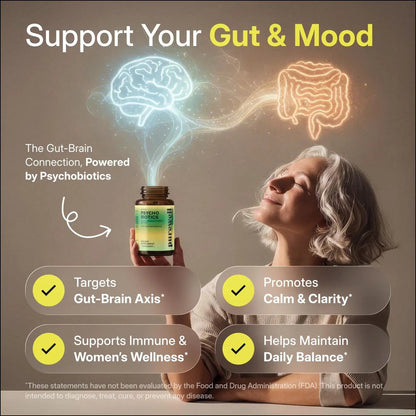 PUREWELL SCIENCES Psychobiotics – Advanced 3-in-1 Probiotic Prebiotic Postbiotic Supplement for Gut and Mood Support - 60 Vegan Probiotic Capsules – 50 Billion CFU – 1-Month Supply PUREWELL SCIENCESBuy Supplements Australia