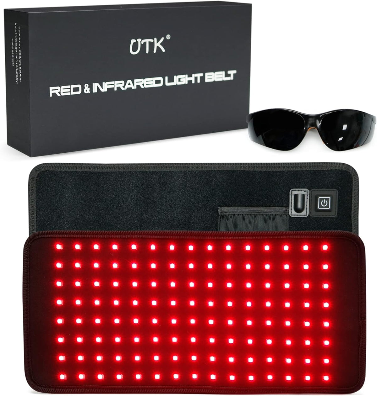 UTK Red Light Therapy Pad for Body Pain Relief, LED 660＆850nm Wearable Wrap Deep Therapy