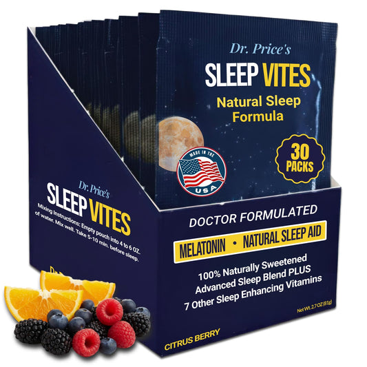 Dr. Price’s Natural Sleep Aid Powder – Berry-Citrus, 30 Packs | Sleep Powder Drink Mix with Magnesium, Microdose Melatonin & Tryptophan | Sleep Support for Adults | Doctor-Formulated, Made in USA Dr. Price's VitaminsBuy Supplements Australia