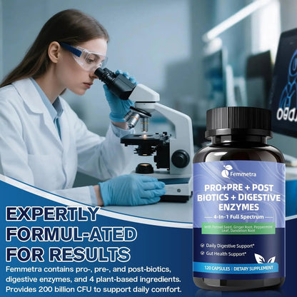 Digestive Enzymes Postbiotics Prebiotics Probiotics for Women Men, 200 Billion CFU 36 Probiotic Strains - Complete Gut, Digestive, Regularity, Gas, Bloating & Immune Support Supplement, Vegan, 60 Days FemmetraBuy Supplements Australia