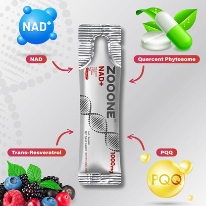 NAD+ 1000mg Liquid Packets Supplement - Premium Nicotinamide Riboside & Resveratrol for Cellular Energy,Advanced NAD Booster for Men & Women (90 Pocket) zoooneBuy Supplements Australia