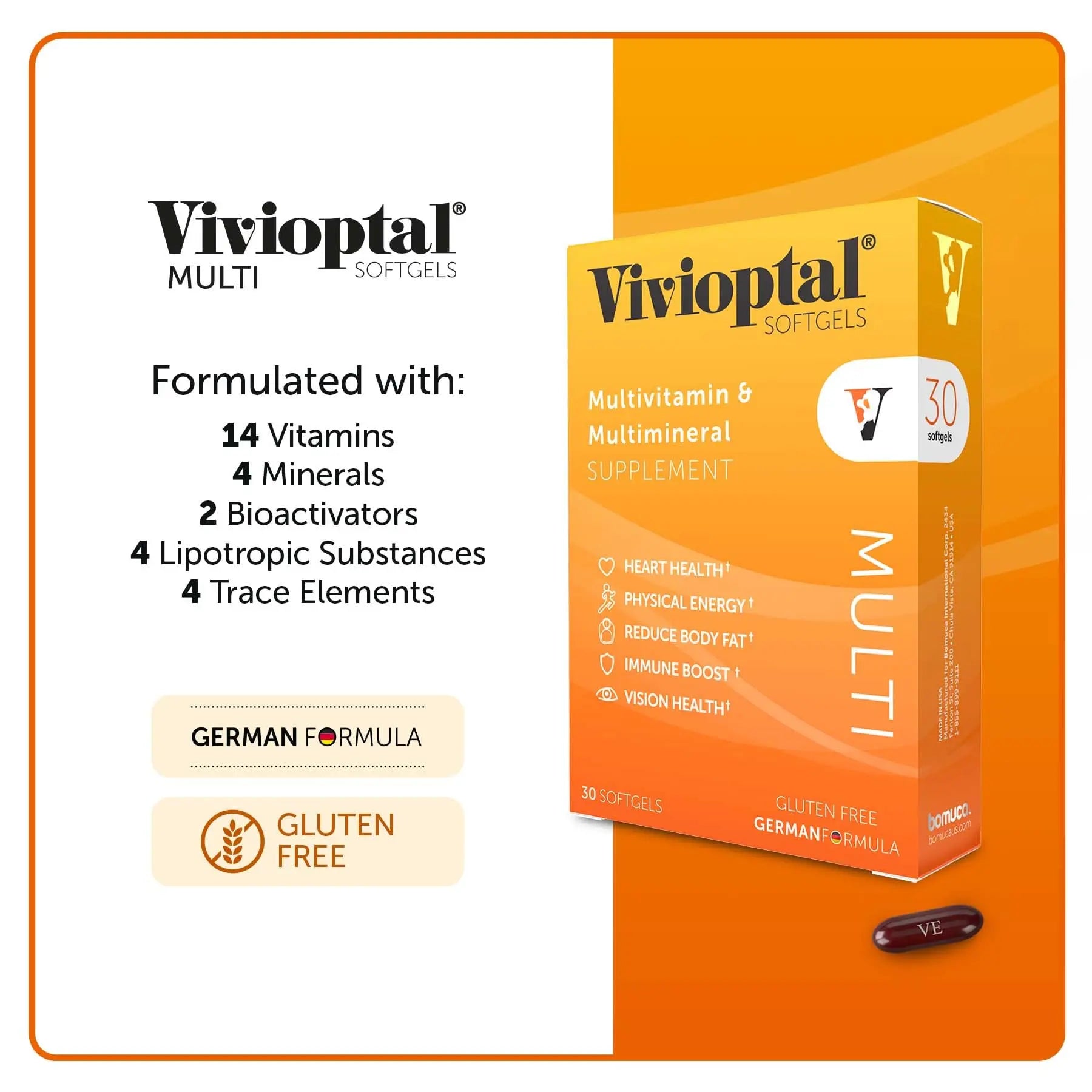 Vivioptal Multi, 30 Softgels, Multivitamin & Multimineral, Gluten Free, German Formula Vivioptal VitaminsBuy Supplements Australia