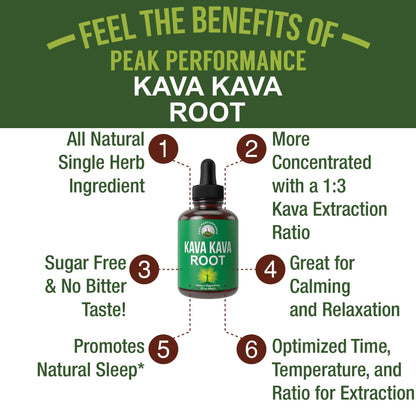Peak Performance Kava Kava Root Extract Calming Liquid Drops More Concentrated - 1:3 Extraction Ratio. Vegan Supplement Aid for Relaxation, Natural Sleep. Sugar Free Gluten Free USA Tested Tincture Peak PerformanceBuy Supplements Australia