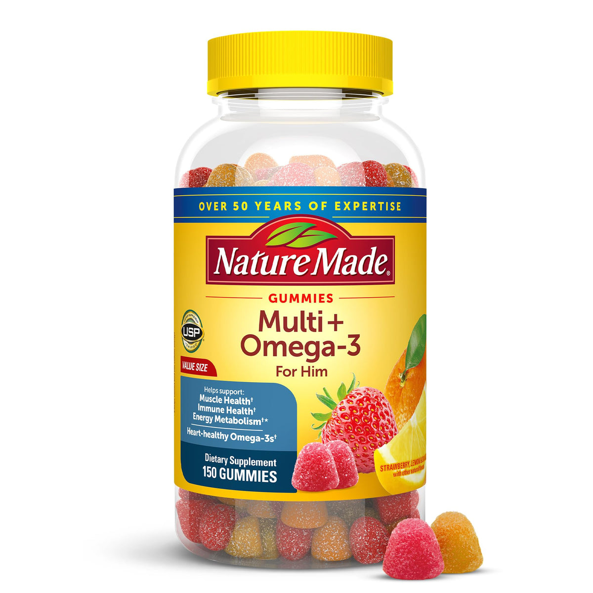 Nature Made Mens Multivitamin Gummies with Omega-3, Mens Gummy Multivitamins for Daily Nutritional Support, 150 Gummy Vitamins and Minerals Nature MadeBuy Supplements Australia