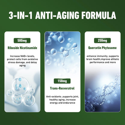 Airboy NAD Supplement with Nicotinamide Riboside Resveratrol & Quercetin 900 mg, NMNH Alternative for Men and Women Support Anti-Aging, Energy, Focus - 80 Capsules AirboyBuy Supplements Australia